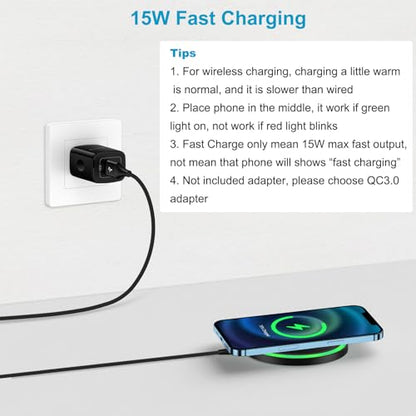 15W Wireless Charger for Samsung Galaxy Z Fold 8 7 6 5 4, Z Flip 8 7 FE 6 5