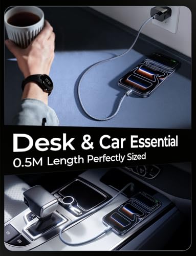 LISEN 240W Short USB C to USB C Cable (1.5FT/ 2 Pack/Midnight) - color: Midnight, size: 1.6FT+1.6FT