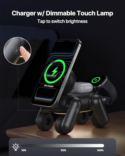 Waloo 3 in 1 Wireless Charger Robot Dog Stand for iPhone, Watch and Airpods