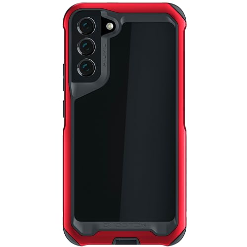 Ghostek ATOMIC slim Samsung S22 Plus Case with Clear Back and Strong Aluminum Bumper Heavy Duty Military Grade Shockproof Lightweight Metal Phone Covers Designed for 2022 Galaxy S22+ 5G (6.6 in) (Red) - color: Red, size: Galaxy S22 Plus