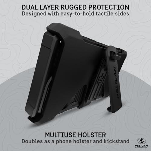 Pelican Shield iPhone 15 Pro Max Case - Rugged MagSafe Phone Case - Black | Magnetic Phone Case w/21ft Military Grade Drop Protection - Phone Cover w/ Belt Clip Holster Kickstand for iPhone 15 Pro Max - color: Shield Black, style: MagSafe