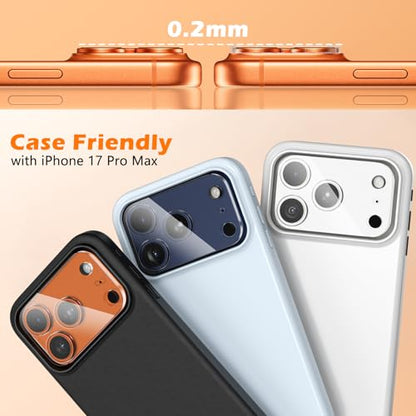 imluckies 3 Pack for iPhone 17 Max 6.9" Camera Lens Protector, HD Clear Tempered Glass Camera Accessories, 9H Hardness Anti-Scratch Screen Cover, Case Friendly[Not Affect Night Shots] - size: 17 Max-Clear