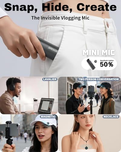 Wireless Microphone for iPhone Android, Magnetic Lavalier Lapel Mic - color: White