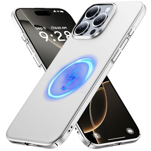 GRECAZO Magnetic Ultra Thin Frosted Designed for iPhone 16 Pro Phone Case 6.3 inch(2024) Slim Minimalist Lightweight Matte Hard PC Compatible with Magsafe Cover Protective Bumper Case-Silvery - color: Silvery, size: iPhone 16 Pro