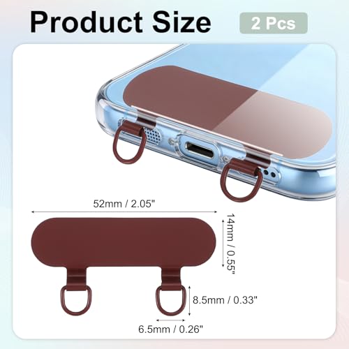 uxcell Double Ear Stainless Steel Clip Phone Lanyard Tab Ultra-Thin Phone - color: Burgundy