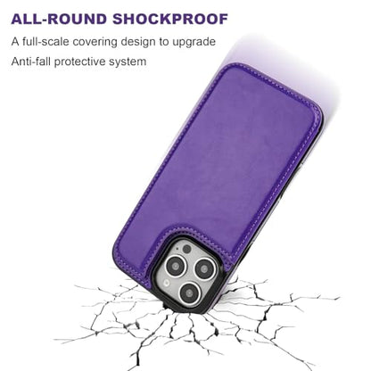 ONETOP for iPhone 16 Pro Max Wallet Case with Credit Card Holder,Purple | Kickstand,ID/Cash Holder,Case Wallet with Card Slots,Double Magnetic Clasp,Durable PU Leather Shockproof Cover for Women Men - color: Purple