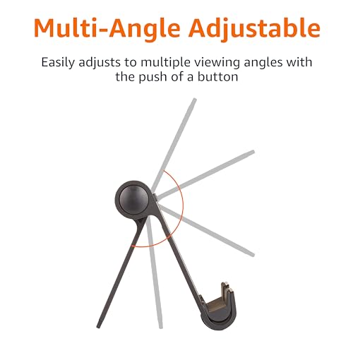 Amazon Basics Multi-Angle Portable Foldable Stand for iPad Tablet, E-reader and Phone, Sturdy Hands-Free Viewing, Black - color: Black