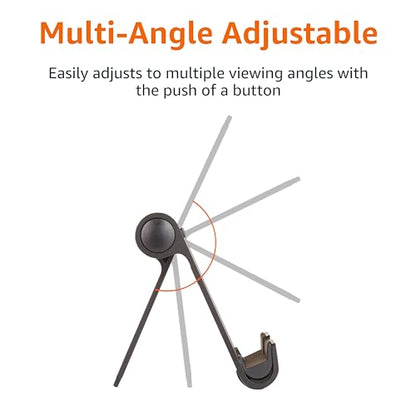 Amazon Basics Multi-Angle Portable Foldable Stand for iPad Tablet, E-reader and Phone, Sturdy Hands-Free Viewing, Black - color: Black