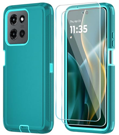 Qinmay Phone Case for Motorola Moto G 2026/Moto G Play 5G 2026 Case with HD Screen Protector, Heavy Duty Shockproof & Dropproof 3-Layer Cover Phone Case,LakeSkyBlue - color: LakeSkyBlue