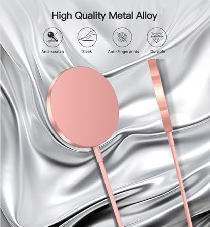OANDYS Magnetic Wireless Charger 15W Fast Mag Safe Charger for Cell Phone 16 Pro Max/16 Pro/16 Plus/16/15/14/13/12 Series 2 Pack Charging Pad for AirPods 3/2/Pro 2/Pro Mag-Safe Original Replacement - color: Pink