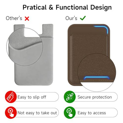 oakxco Phone Wallet Stick On, Slim Thin Adhesive ID Credit Card Holder Wallet Pocket Back of Phone Case, Hard Shell Plastic Sleeve Sticky Card Wallets Pouch for iPhone Samsung Pixel, Brown Fall - color: Brown