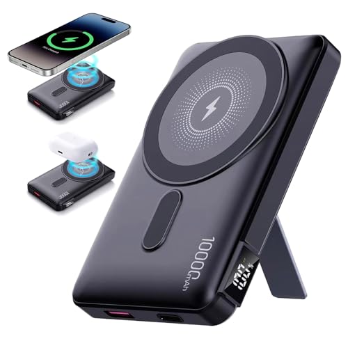 for Magsafe Power Bank, 10000mAh Portable Charger, Built-in Stand