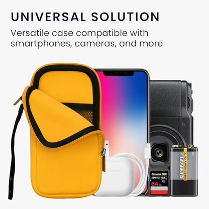 kwmobile Universal Phone Pouch Size XL - 6.7/6.8" - Neoprene Smartphone Pouch with Zip - Water-Repellent Mobile Phone Case - Sleeve in Honey Yellow - color: honey yellow, size: XL - 6.7/6.8"