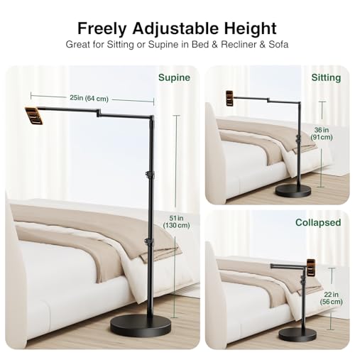 elitehood Magnetic Floor Phone Stand for Bed, Magsafe Overhead Phone Holder - size: 4" - 7" Magnetic Phone Holder
