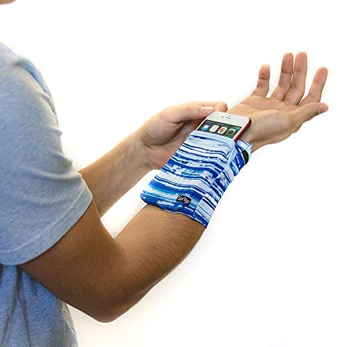 Sprigs Wrist Wallet Running Wristband Pocket for Keys Cards Cash ID Phone - color: Blue Horizon