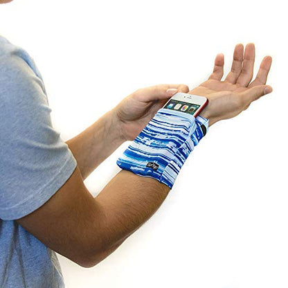 Sprigs Wrist Wallet Running Wristband Pocket for Keys Cards Cash ID Phone - color: Blue Horizon