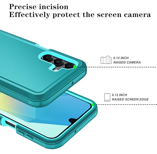 Qinmay Phone Case for Samsung Galaxy A17 5G Case, Galaxy A16 5G Case with HD Screen Protector, Heavy Duty Shockproof 3-Layer Cover Phone Case for Galaxy A17 / A16 ，LakeSkyBlue - color: LakeSkyBlue