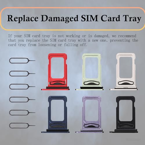 Dual 6 Color for iPhone 12 SIM Card Tray Holder Replacement with SIM Ejector SIM Card Slot White Black Blue Red Purple Green a Set for iPhone12 A2172 A2402 A2404