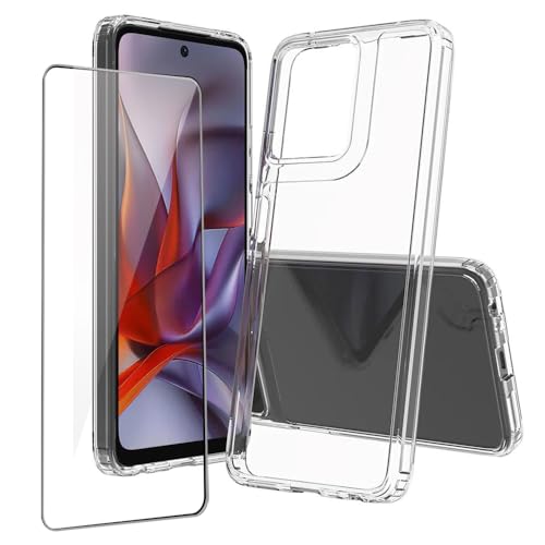 for Moto G 5G 2025 Case Crystal Clear Slim Hard Case Hybrid Shockproof Bumper with Tempered Glass Screen Protector Full Body Anti-Yellow Anti-Scratch Phone Protective Cover - color: Moto G 5G 2025