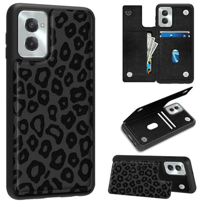 for Motorola Moto G Power 5G 2024 6.7" Wallet Case with Credit Card Holder, Shockproof Protective Kickstand Credit Card Slot Holder Flip Soft PU Leather Cover, Leopard Cow Print - color: Leopard Cow Print