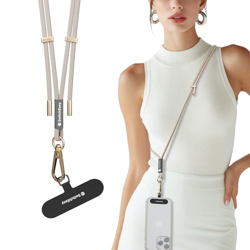 SWITCHEASY 6mm Adjustable Crossbody Phone Strap Compatible with Most Phones, Anti-Theft & Ant-Drop, Hands Free for Phone Lanyard Crossbody with Strap Card Phone Tether Tab-EasyStrap (Ice Cream White) - color: Ice Cream White, size: 6mm