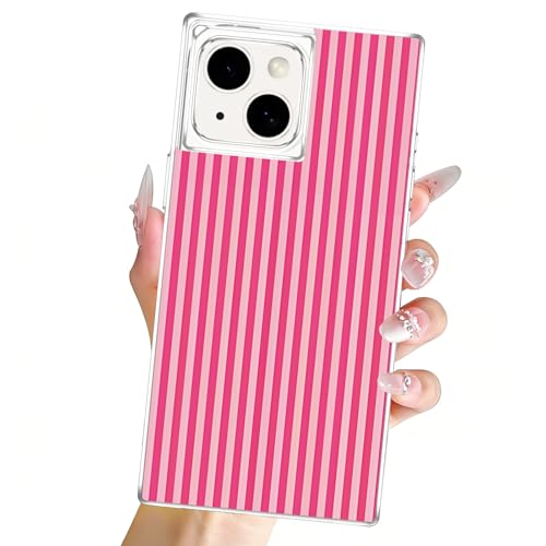 Clear Case for iPhone 14/iPhone 13 6,1", Aesthetic Striped Pattern Transparent Cover, Cute Stripes Design, Soft TPU Shockproof Protective Bumper Shell for Women Girls, Pink - color: Pink, size: iPhone 14/iPhone 13