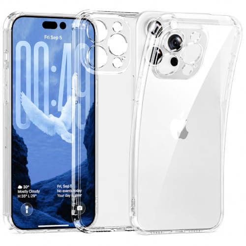Soft TPU Clear Case for iPhone 15 Pro Max 6.7 inch | Not-Yellowing，Military Drop Protection，Shockproof Transparent Silicone Case, Ultra Slim & Thin，Camera Protection,Clear - size: for iPhone 15 Pro Max