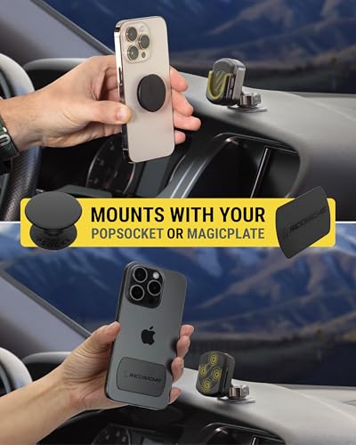 Scosche MMPDVM-SP MagicMount Pop Magnetic Car Dashboard Cell Phone Holder and Vent Mount for Collapsible Phone Grip/Socket, Universal Phone Stand 360° Rotating Head for iPhone and Android Smartphones - style: Dash / Vent