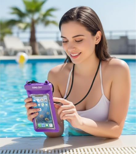 IPX8, 7.4Waterproof Phone Pouch, Universal Fit(iPhone 16 15 14 13 Plus Pro, 12 11 Pro XR X 8 7 6S Plus SE, Galaxy S25 S24 S23 S20 serries Pixel, Lanyard Included (Sky Blue) 1pack - color: Sky Blue