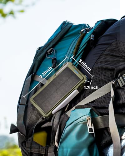 BLAVOR Solar Power Bank with Hand Crank and Built-in 4 Cables 20000mAh - color: Green