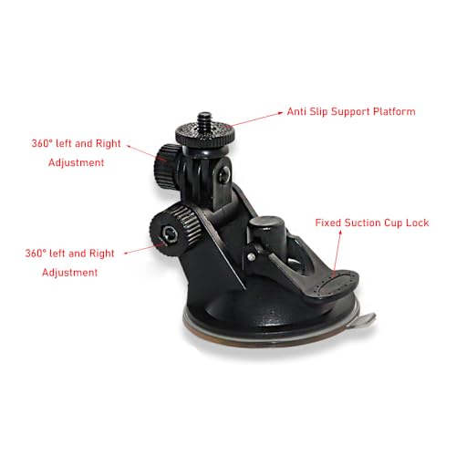 2 Pack Dash Cam Suction Cup Mount with 1/4 Screw Thread Windshield Camera Holder Stand for Car Dashcam GPS Driving DVR Action Camcorder Phone Bracket Video Recorder