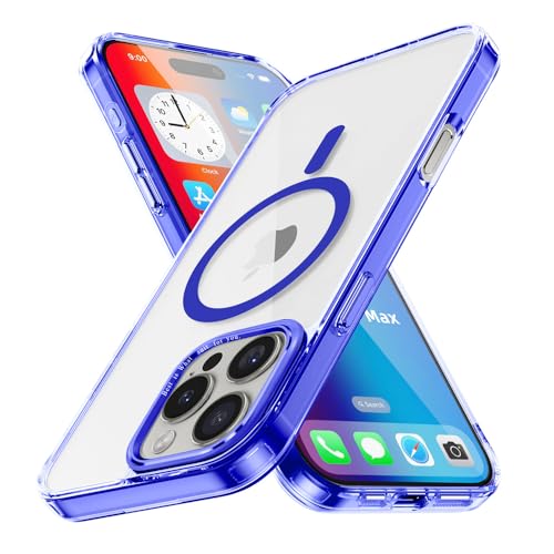 Transluent Anti-Yellow,Compatible with Magsafe Case for iPhone 15 16 14 13 12 Pro Max,Slim Crystal Shockproof Matte Anti-Fingerprint Magnetic Cover for Women Men (Dark Blue,for iPhone 12 Pro) - color: Dark blue, size: For iPhone 12 Pro