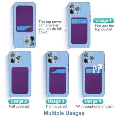 Costyle 4 Pack Slim Adhesive Cell Phone Card Holder Pocket Back of Phone - color: Black,Black,Black,Black