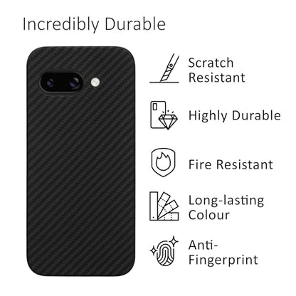kalibri Aramid Fiber Case Compatible with Google Pixel 9a - Case Super Slim Strong Protective Phone Cover - Black Matte - size: Pixel 9a