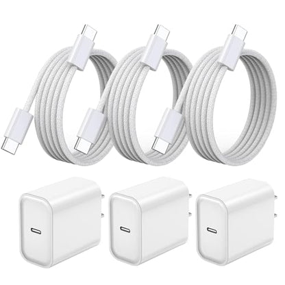 iPhone 17 16 15 Pro Max Charger Fast Charging 3Pack 20W Apple Fast Charger - color: Woven, size: 3Pack 3FT