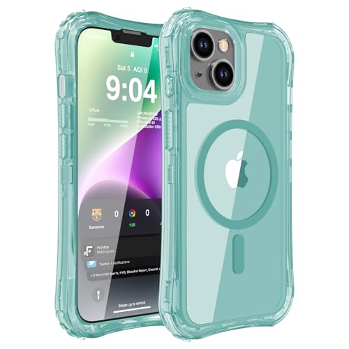 WRJ Magnetic Clear for iPhone 13 Case,iPhone 14 Case,[Compatible with MagSafe][Military Grade Drop Protection] Transparent Full Body Shockproof Protective Phone Case-Jade Green - color: Jade Green, style: Transparent