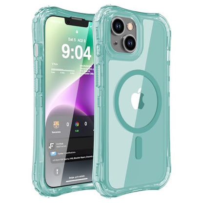 WRJ Magnetic Clear for iPhone 13 Case,iPhone 14 Case,[Compatible with MagSafe][Military Grade Drop Protection] Transparent Full Body Shockproof Protective Phone Case-Jade Green - color: Jade Green, style: Transparent