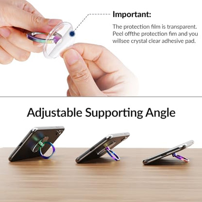 Tomorotec 3PCS Phone Ring Holder Clear Grip Stand 360° Rotation, Iridescent - color: Iridescent