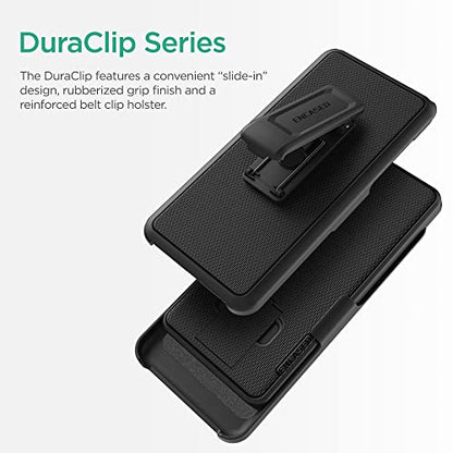Encased DuraClip for Motorola Edge 5G UW Case / 2021 Moto Edge Belt Clip Holster with Kickstand (Rubberized Grip Finish) - Black