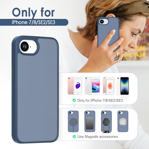 TENOC Phone Case Compatible with iPhone SE (2nd 2020 and 3rd 2022 Generation) & iPhone 7 & iPhone 8, Dark Blue Case Translucent Protective Bumper Matte Hard Back Cover for 4.7 Inch - color: Dark Blue, size: iPhone 7/8/SE
