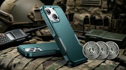 Shockproof for iPhone 15 Case,[15 FT Military Grade Drop Protection],with 2X [Tempered Glass Screen Protector ] with Air Bumpers Full-Body Protective Phone Case, Blackish Green - color: Blackish Green