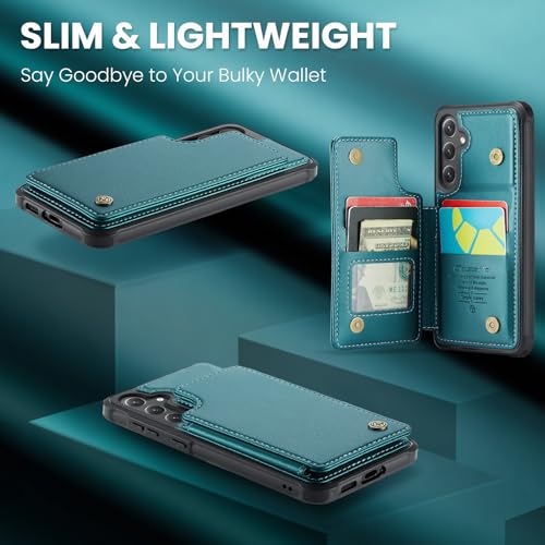 Kowauri for Samsung Galaxy S23 FE Case, PU Leather Wallet Case for Women Men with RFID Blocking Card Holder Slot Magnetic Closure Shockproof Protective Phone Cover for Samsung Galaxy S23 FE,Teal - color: Teal