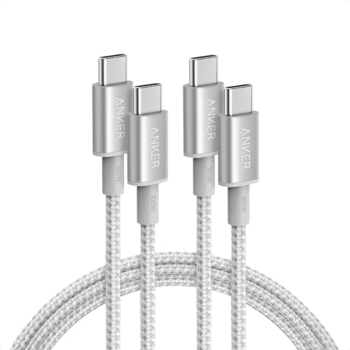 Anker USB C to USB C Cable, 100W Fast Charging Cable (2-Pack, 6 ft, Silver) - color: Silver, size: 6ft