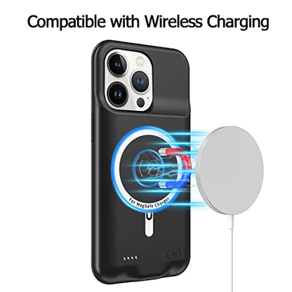 Battery Case for iPhone 13 Pro Max, Full Encircle 12000mAh High Capacity Rechargeable Portable Charger Case Extended Battery Compatible with iPhone 13 Pro Max (6.7 inch) Wireless Charging Case-Black - size: iPhone 13 Pro Max