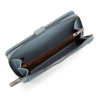 X Wrangler Women's Wallets Bifold Wristlet Wallets for Women Large Capacity Credit Card Wallet with ID Window - color: Jeans Blue