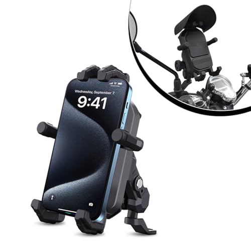 Motorcycle Rear View Mirror Phone Mount Compatible with 4.8-7" Cell Phone - color: Rearview Mirror Mount