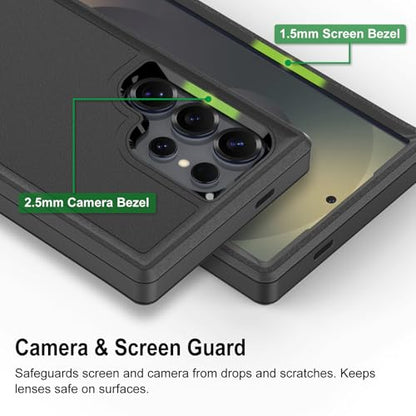 for Samsung Galaxy S26 Ultra Case, Heavy Duty Shockproof Phone Case with Built-in Kickstand + Screen Protector [Black/Black] - size: for Galaxy S26 Ultra