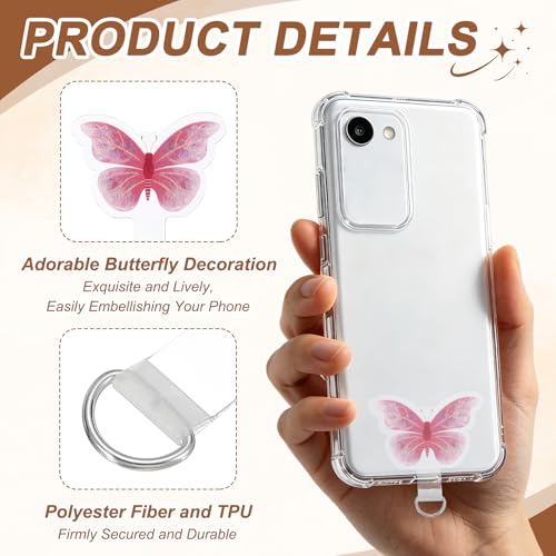 uxcell Phone Tether Tab Universal Butterfly - color: Pink