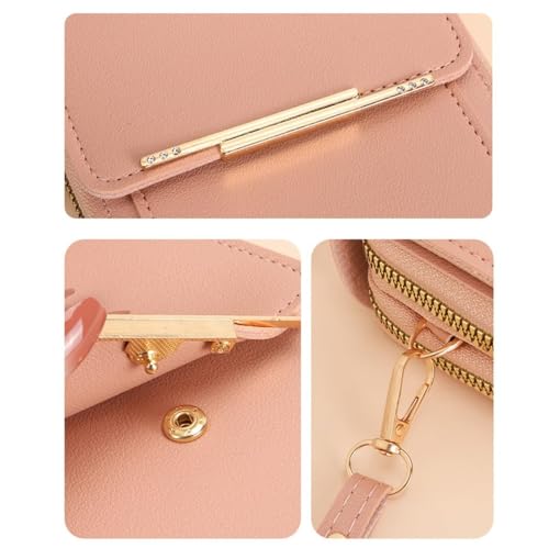 Women's Touch Screen Mobile Phone Messenger Bag, RFID Leather Crossbody Wallet Purse, Anti-Theft Shoulder Strap - color: Gray