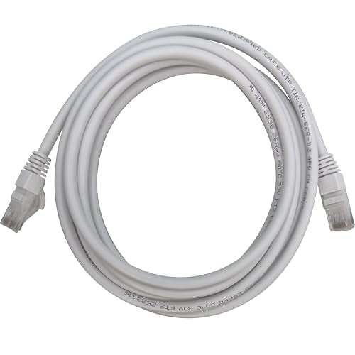 Cat6 Ethernet Cable 3 Meter (9.8ft) White 1-Pack High Speed Ten Gigabit 550MHz Network LAN Snagless RJ45 Cord 26 AWG Pure Solid Copper Patch Wire Fast Router Modem Gaming Console PS5 Xbox